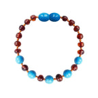 Barnsteen armband baby/peuter cognac - turquoise