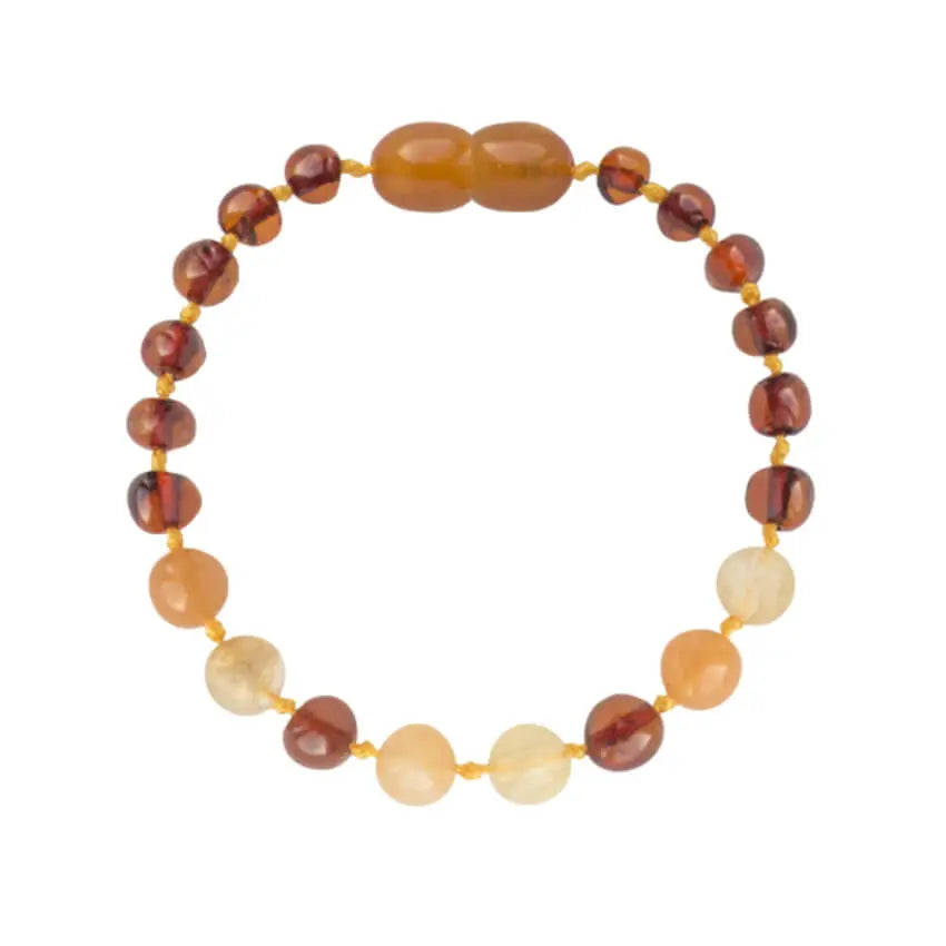 Barnsteen armband baby/peuter quartz, aventurijn