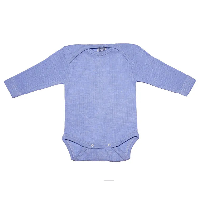 Romper wol zijde katoen baby blauw lange mouw