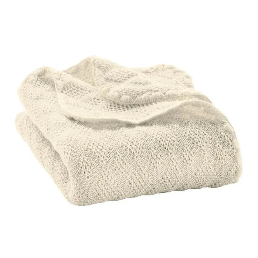 Baby deken wol gebreid naturel