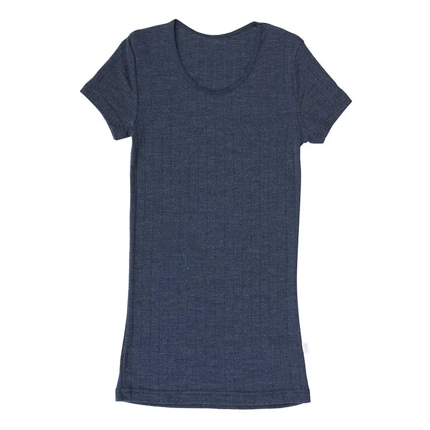 Dames T-shirt wol/zijde - blauw