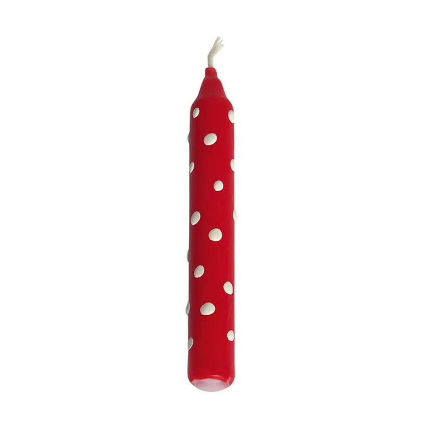 Rood met stippen jaarring kaarsje