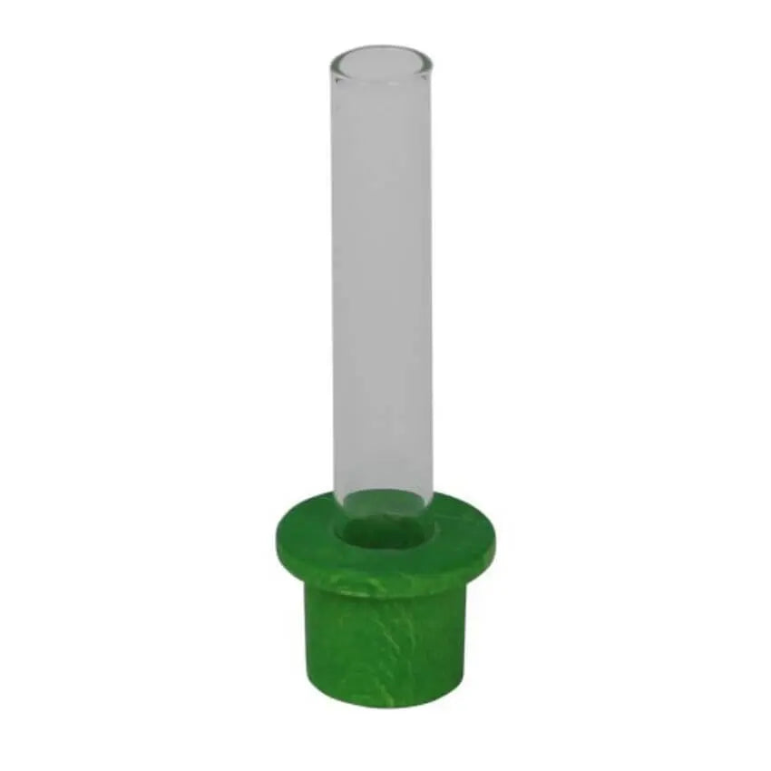 Cilinder vaasje van glas steker groen
